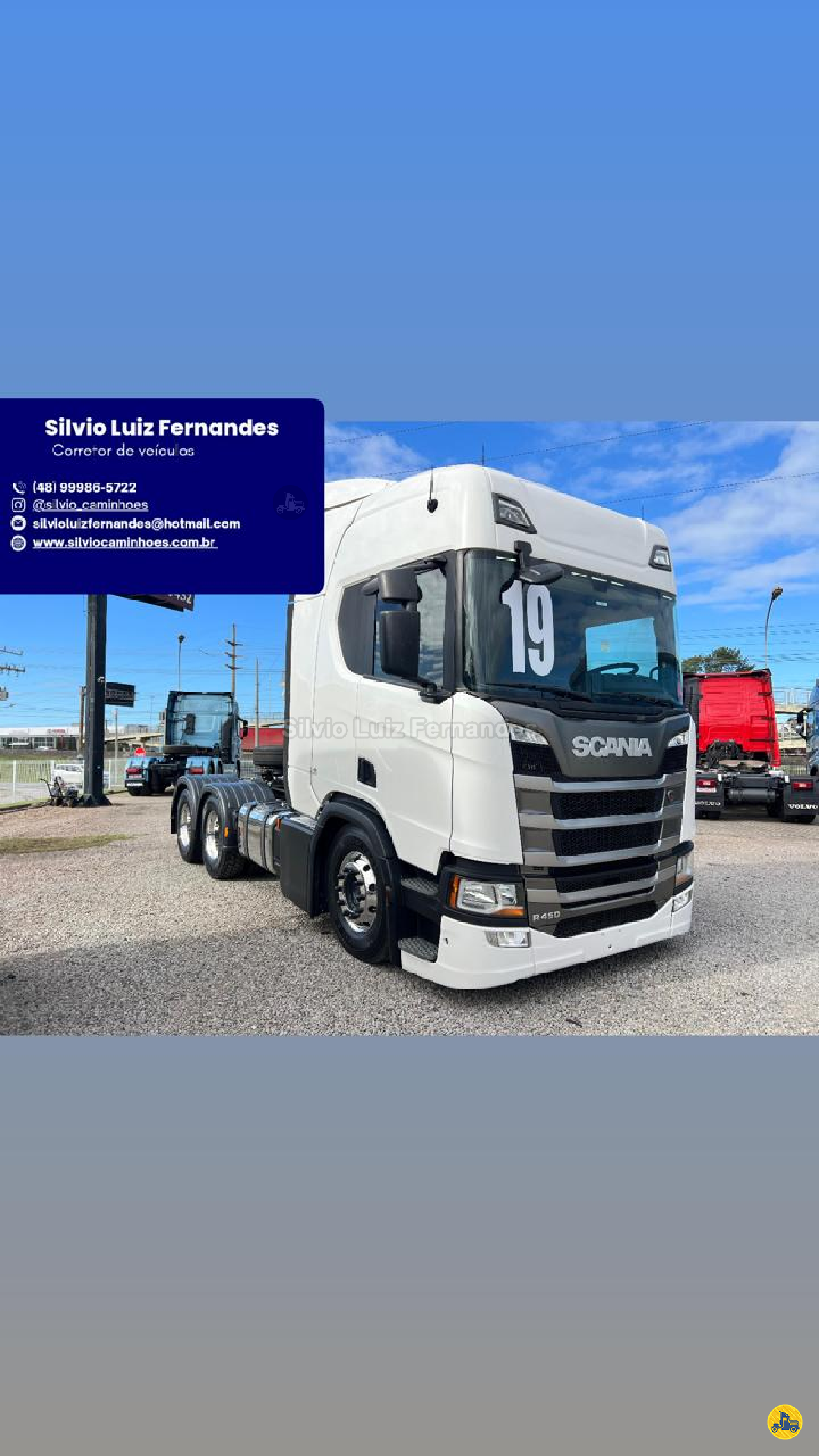 CAMINHAO SCANIA SCANIA R450 Chassis Cavalo 6x2 Silvio Caminhões TUBARAO SANTA CATARINA SC